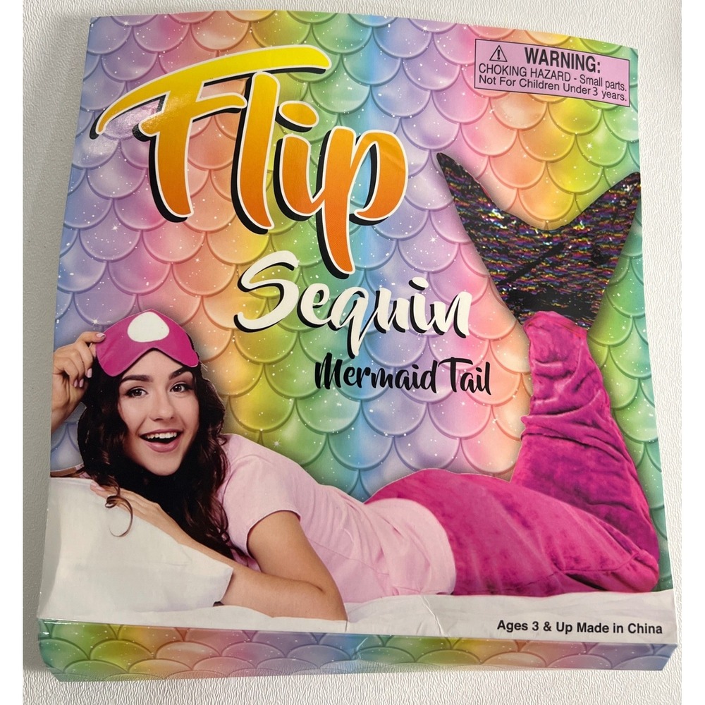 Flip Sequin Mermaid Tail Halloween Costume 45in Pink Multicolor Women Teen Size